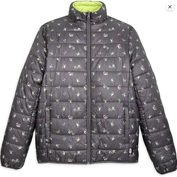 Star Wars Mandalorian Reversible Puffer Jacket Grogu Black Green Small - Picture 10 of 11